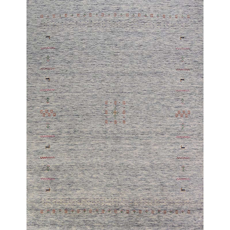 Tribal Striped Gabbeh Oriental Area Rug Hand-Knotted Wool Carpet - 7'10" x 9'7"