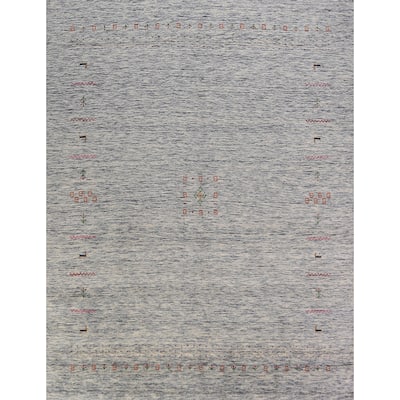 Tribal Striped Gabbeh Oriental Area Rug Hand-Knotted Wool Carpet - 7'10" x 9'7"