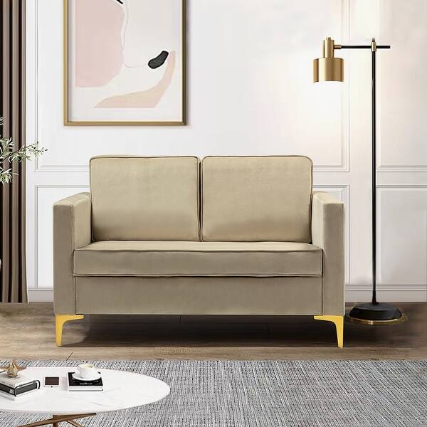 slide 2 of 73, Clos 51'' Modern Upholstered Sofa with Golden Legs by HULALA HOME TAN