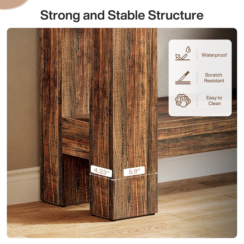 2-Tier Wooden Console Table with 2 Drawers for Entrance - /
