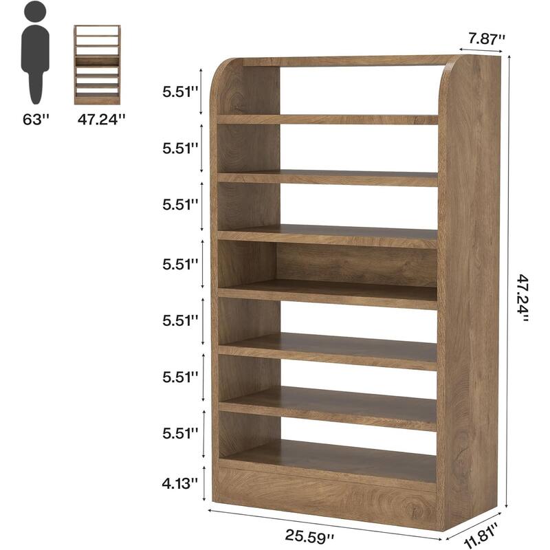 Adjustable 8-Tier Shoe Rack, Wooden Shoe Shelf Shoe Storage Cabinet