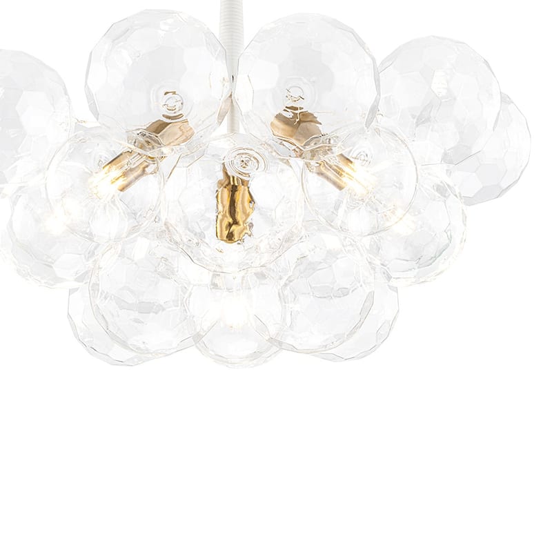 Brass 6-light Dimmable Cluster Clear Cut glass Globe Chandelier