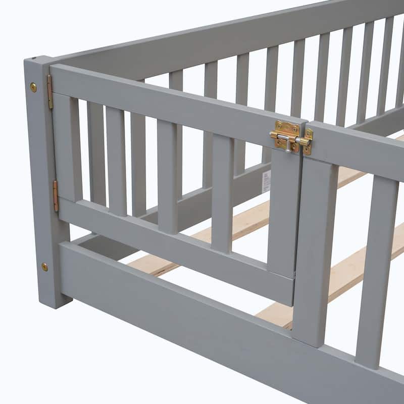 Durable Floor Platform Bed with Fence