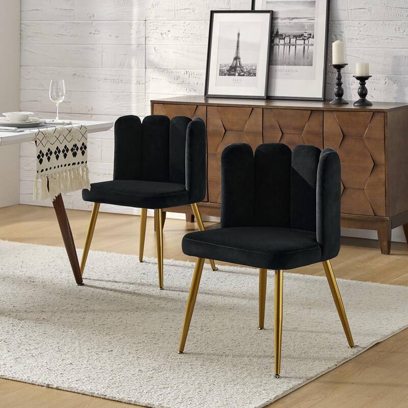 Anjela Side Chair with Tufted Back Set of 2 - BLACK