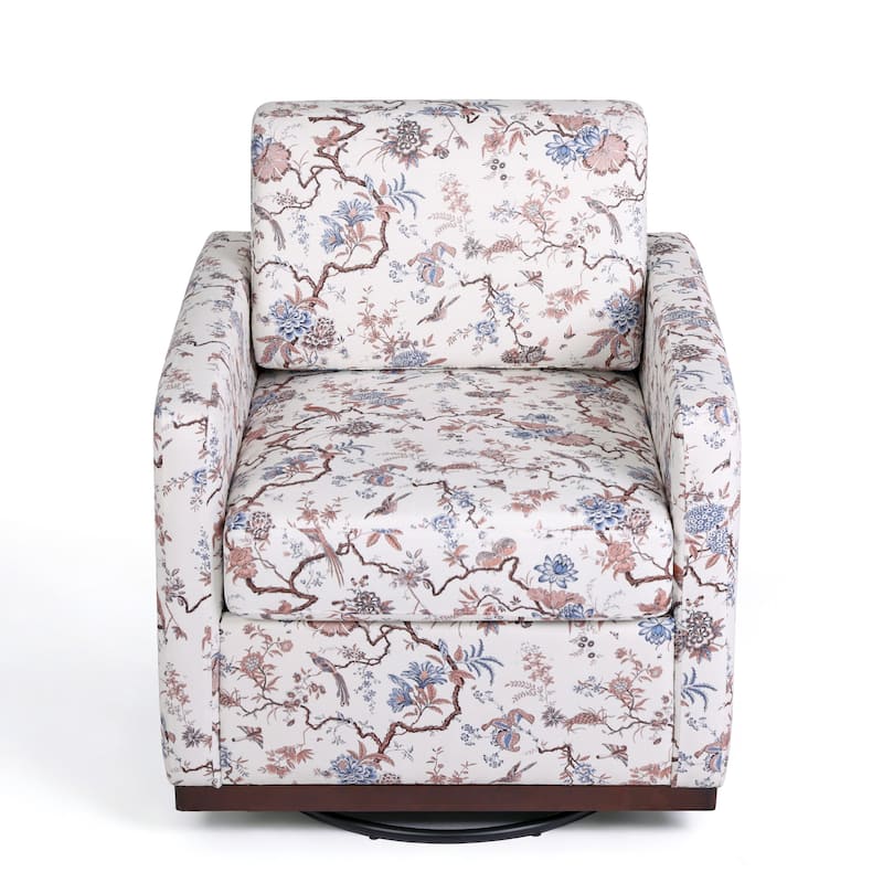 Pattern Swivel Armchair Linen Upholstered Accent Chair