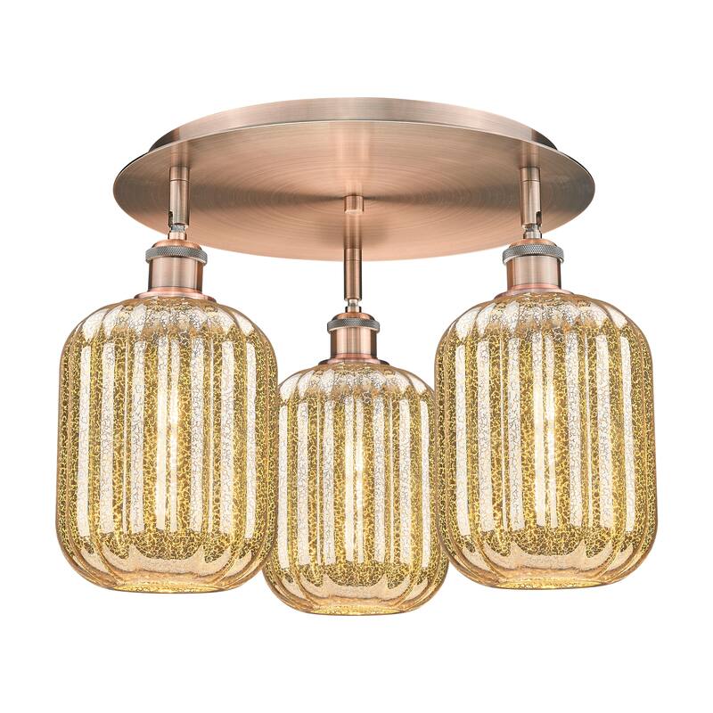 Innovations Lighting Endless Possibilities Ballston - Preston - 3 Light 19" Jar Shade Flush Mount - Mercury/Antique Copper