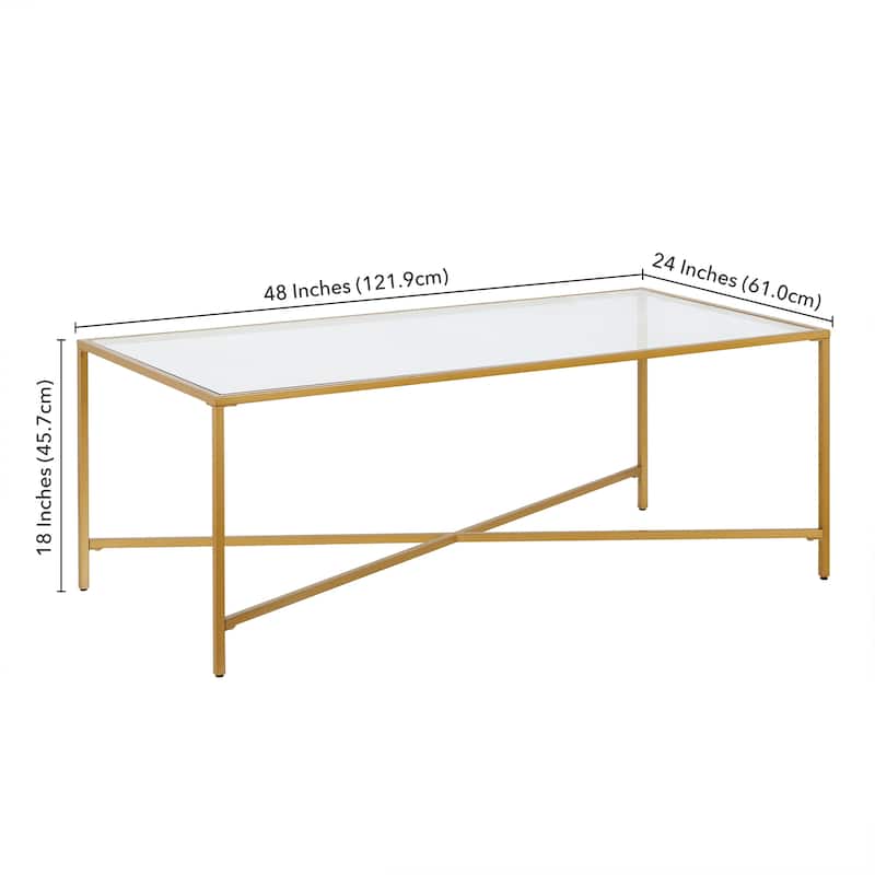 Henley 48" Wide Rectangular Coffee Table with Glass Top