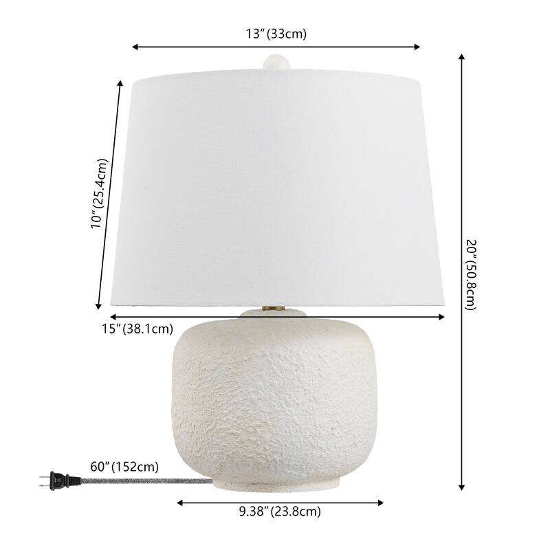 Qualm 20" Resin/Metal Rounded Barrel LED Table Lamp, (Set of 2), By JONATHAN Y