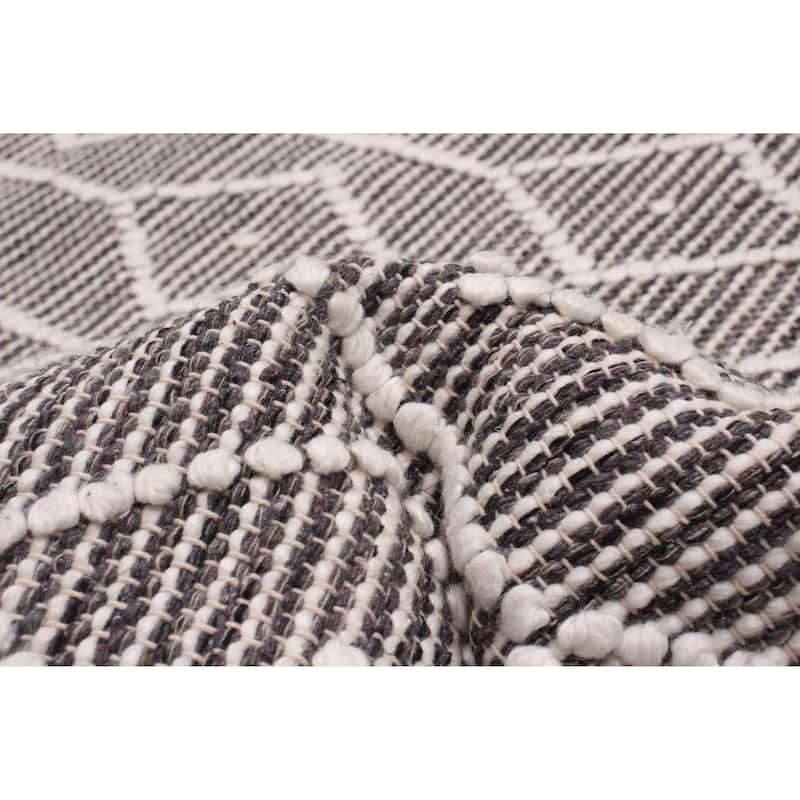 ECARPETGALLERY Braid weave Sienna Grey Wool Rug - 6'0 x 9'2