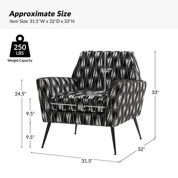 dimension image slide 1 of 3, Silas Modern Armchair with Metal Legs by HULALA HOME