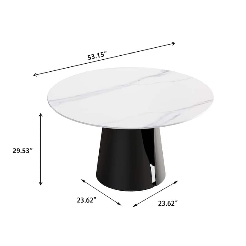 53" Dining Table Round Marble Kitchen Table, Sintered Stone Panel Table