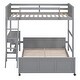 preview thumbnail 15 of 22, Twin Loft Bed, Full Platform Bed with Wheels, Twin Over Full Bunk Bed with Writing Desk, Ladder, Guardrail and 2 Drawers