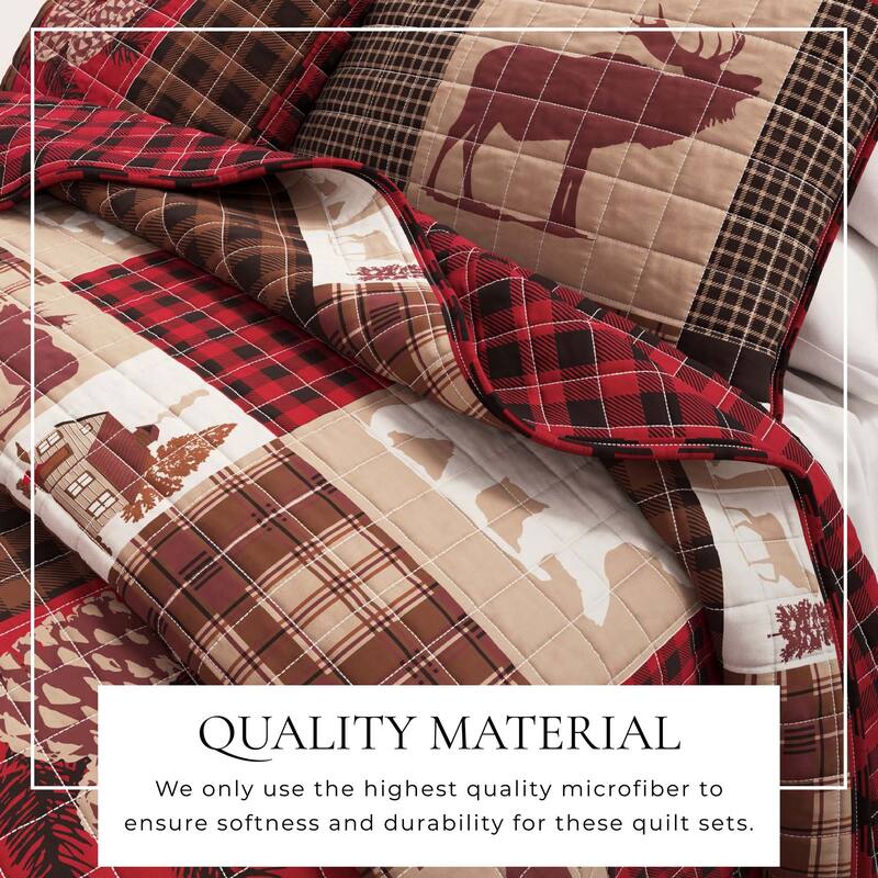 Rustic Woodland Reversible Microfiber Quilt Set with Shams