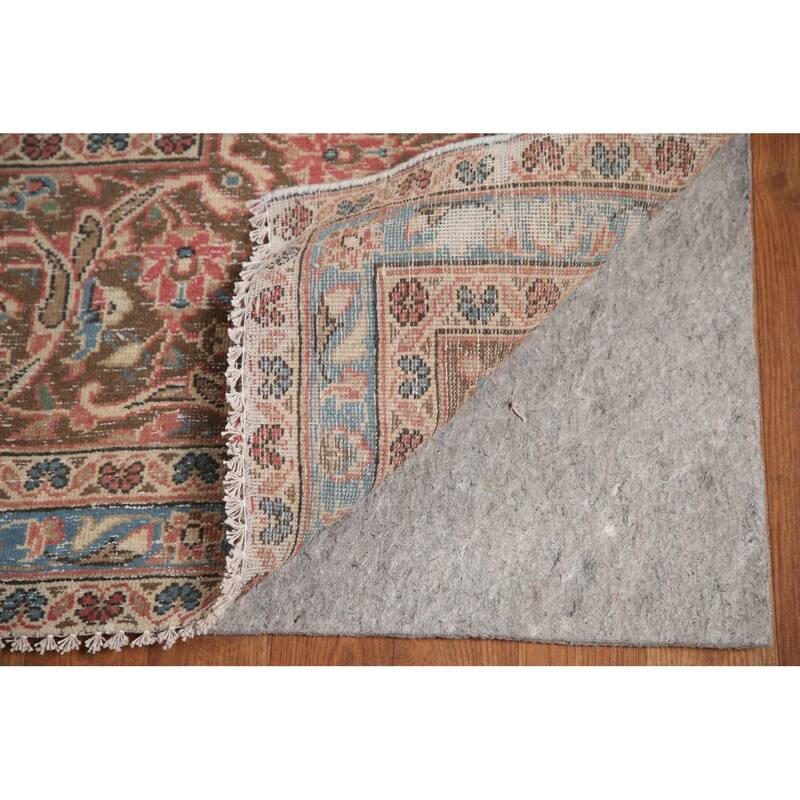 Hand Knotted Oriental 100% Wool Carpet Traditional Floral Pink Kashan Area Rug - 12' 11'' X 9' 7''