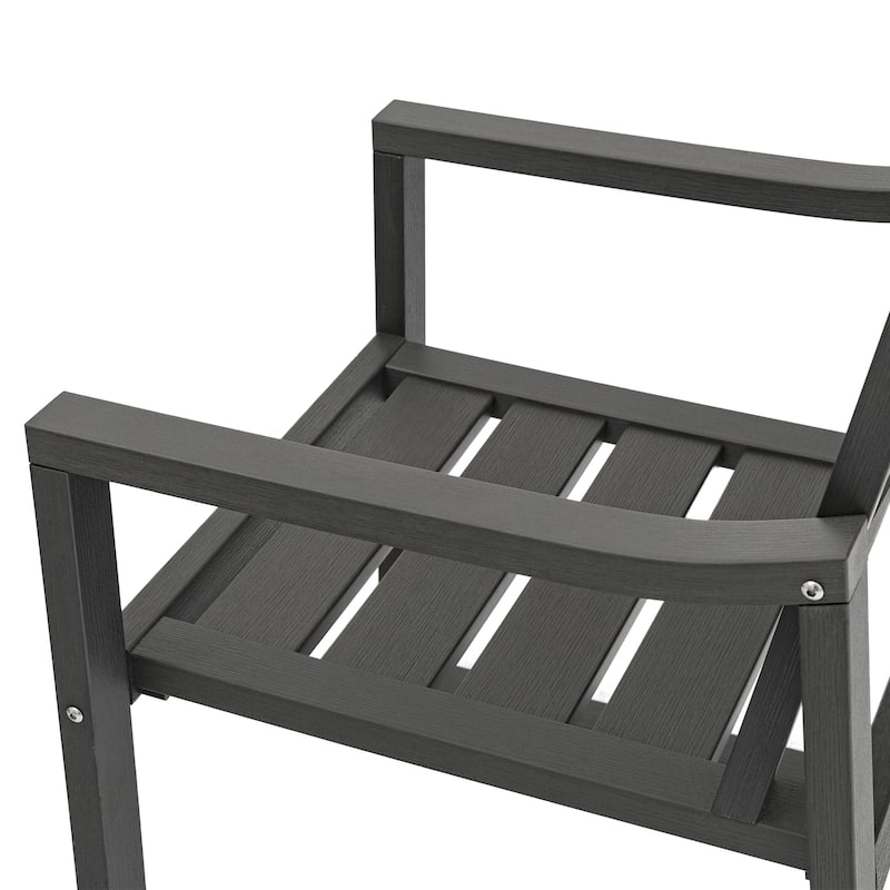 Stationary All-Weather Patio Square-Leg HDPS Dining Chairs (Set of 2) - 23.6"D x 24.6"W x 34.6"H