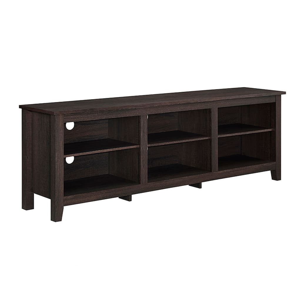 70" Open Storage TV Stand for 80" TVs, with Adjustable Shelving & Cord Management - Textured Wood Grain