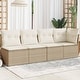 preview thumbnail 10 of 152, vidaXL Patio Sofa with Cushions Outdoor Seating Sectional Sofa Poly Rattan 24.4 x 89.4 x 27.2 in - Beige and cream corner + 3x middle
