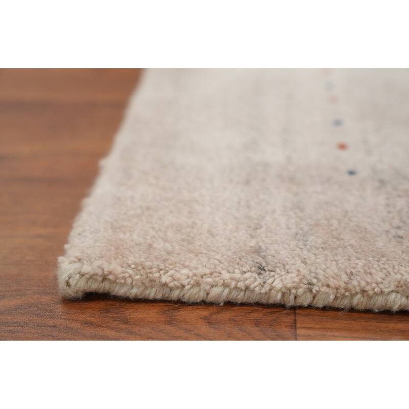 Hand Knotted Oriental 100% Wool Carpet Tribal Animal Pictorial Beige & Ivories Gabbeh Area Rug - 4' 11'' X 3' 0''