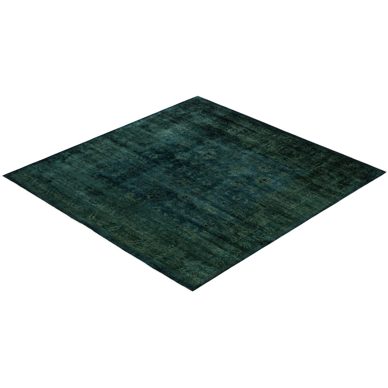Overdyed One-of-a-Kind Hand-Knotted Area Rug - Green - 8' 2" x 8' 3"