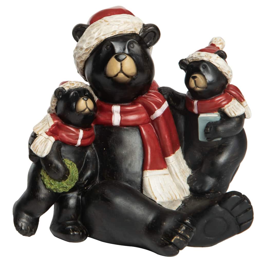 Transpac Resin 6 in. Green Christmas Rustic Bear Figurine