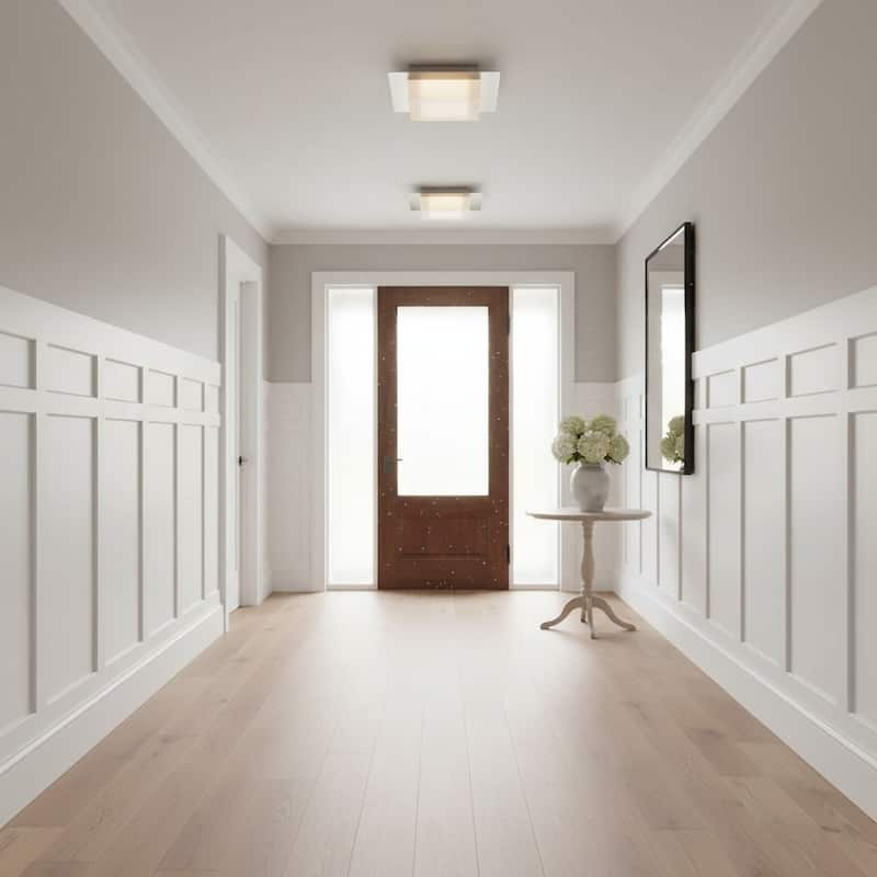 8 Inch Square LED Flush Mount Light Etched Acrylic Shade Dimmable