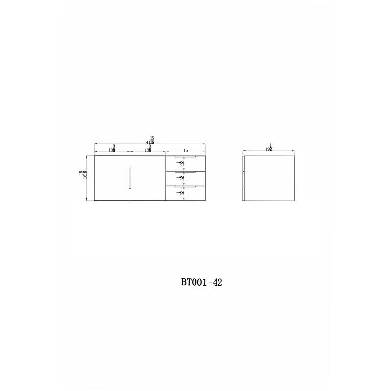 Noble 42" Wall Mounting Vanity (R Drawer) with Reinforced Acrylic Sink