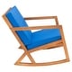 preview thumbnail 39 of 89, SAFAVIEH Outdoor Patio Furniture Vernon Rocking Chair w/ Cushion - 25.6" W x 37.7" D x 30.7" H Natural/Royal Blue