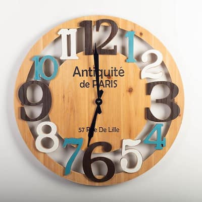 Antiquité De Paris With Multi Colored Numbers Wall Clock