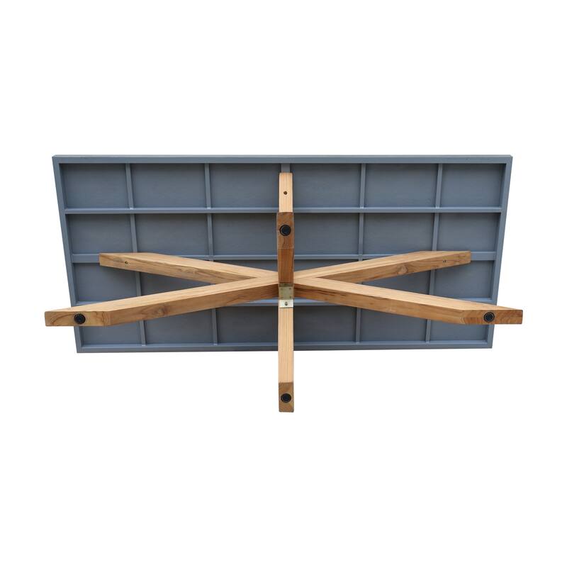 Outdoor Teak Patio Dining Table with Polystone Top