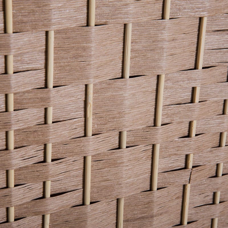 HomCom 6' Tall Wicker Weave Three Panel Room Divider Privacy Screen - Natural Blonde Wood