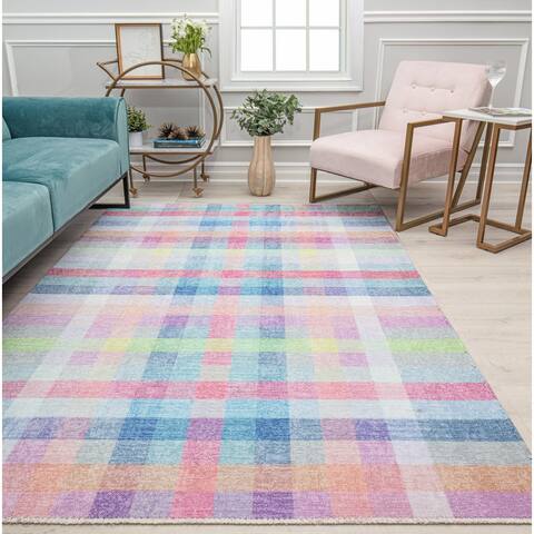 Serafina Geometric Patterned Pink Area Rug by Issaac Mizrahi