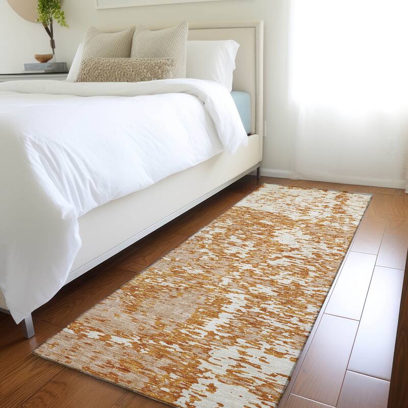Premium Washable Super Soft Abstract Pixels Mayfield Rug - Copper - 2'3" x 7'6"