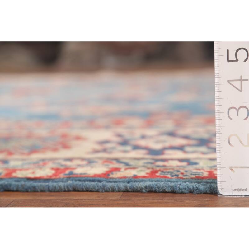 Blue Geometric Kazak Area Rug Handmade Traditional Wool Carpet - 8'2" x 11'6"