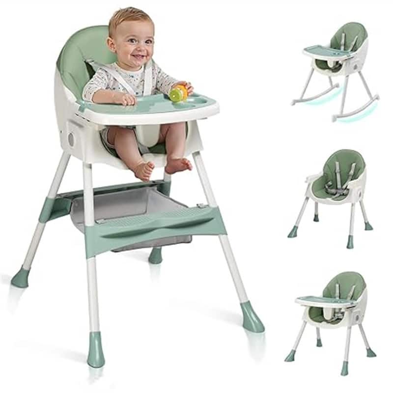 6-in-1 Portable Feeding Rocking Seat Baby High Chair - Green