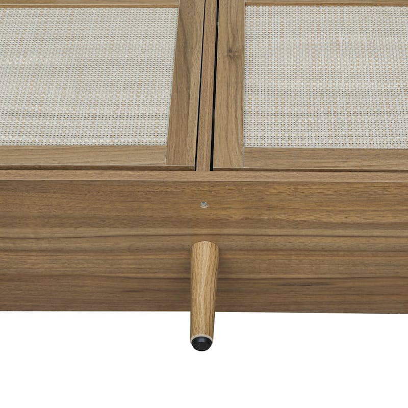 Modern Natural Rattan Shoe Rack Storage Cabinet for Entryway