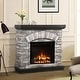 preview thumbnail 6 of 15, 36-inch Faux Stone Freestanding Electric Fireplace