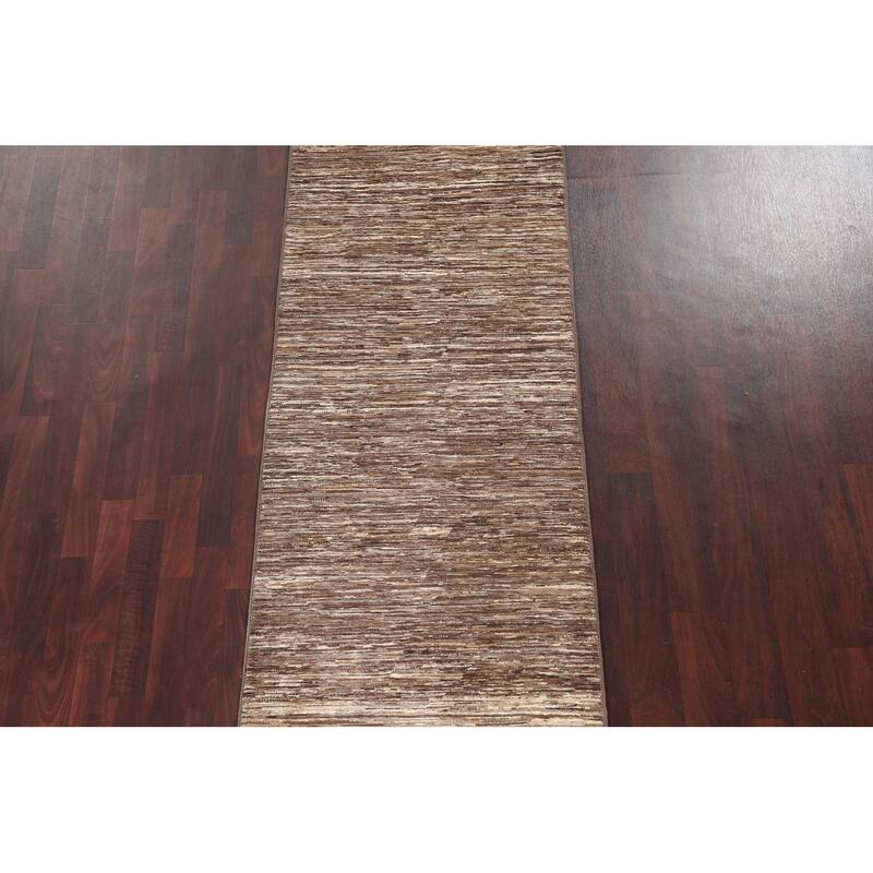 Modern Gabbeh Kashkoli Wool Runner Rug Hand-knotted Oriental Carpet - 2'10" x 9'9"