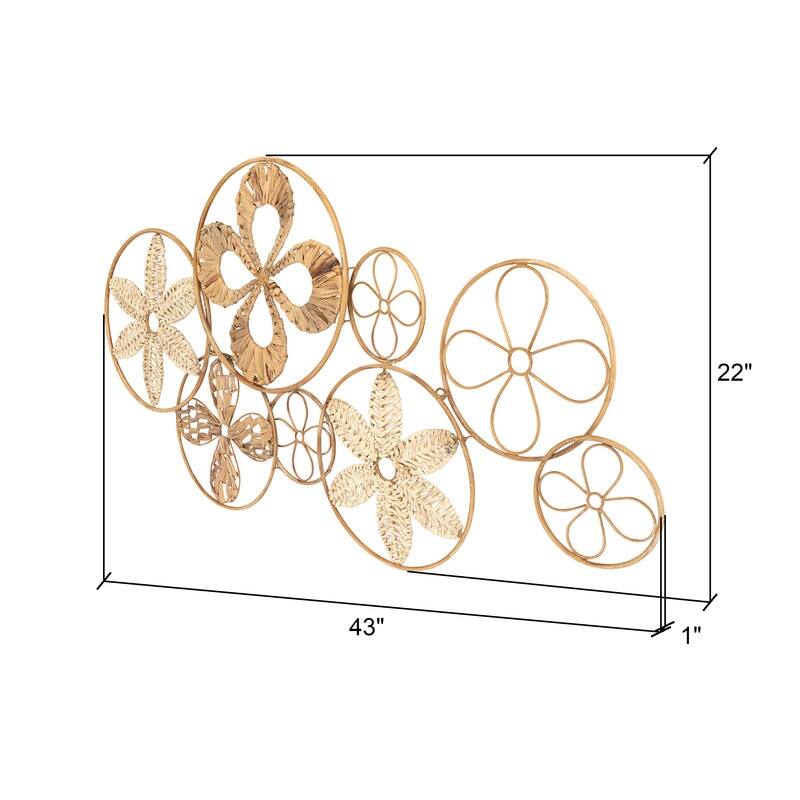 Estrella Rattan Abstract Circle Wall Art - 22"H x 43"W x 1"D