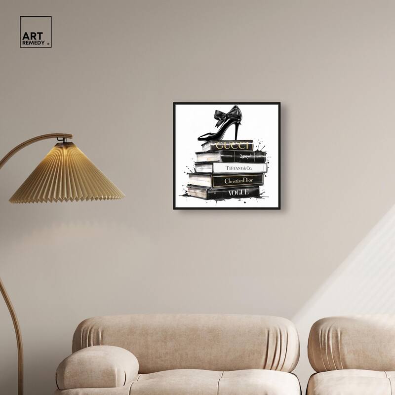 Inky Book Stack Canvas by Art Remedy