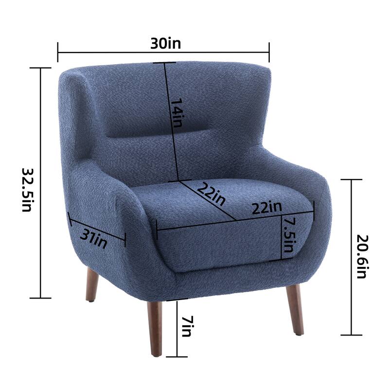 XINMICS Tufted Accent Chair, Wingback Upholstered Armchair for Living Room, Bedroom, Set of 1