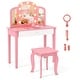 preview thumbnail 2 of 18, Gymax Kids Vanity Table Set 2-in-1 Princess Makeup Dressing Desk Pink