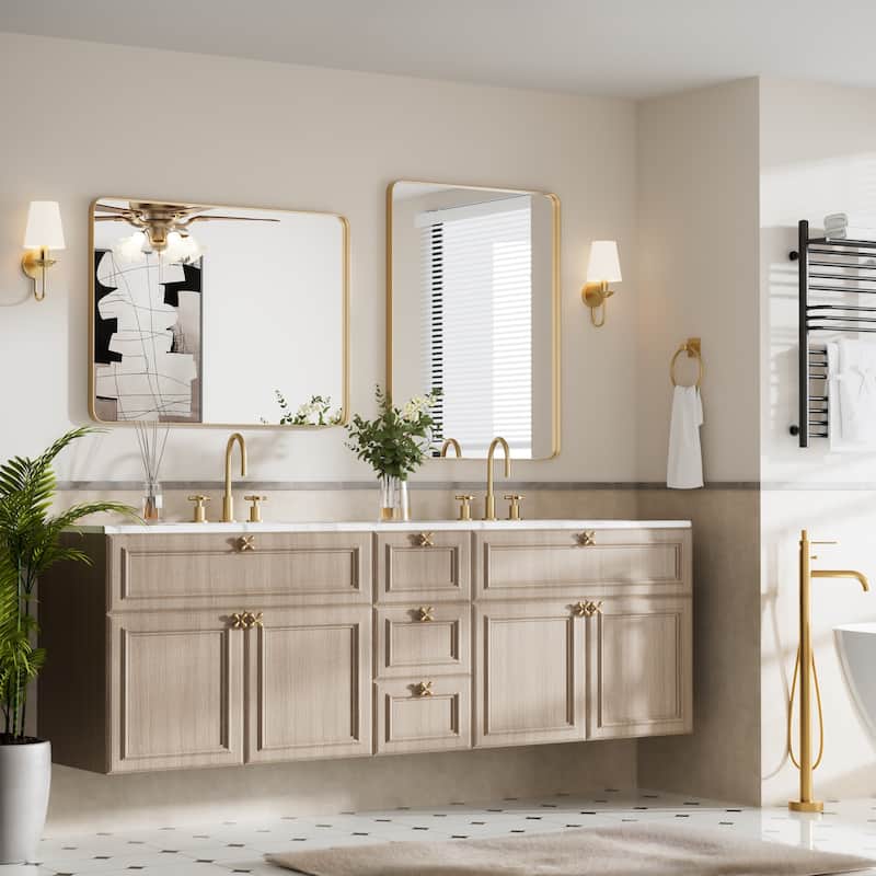 Wall Mirror Vanity Mirror Bathroom Mirror with Round Corner (1 Piece)