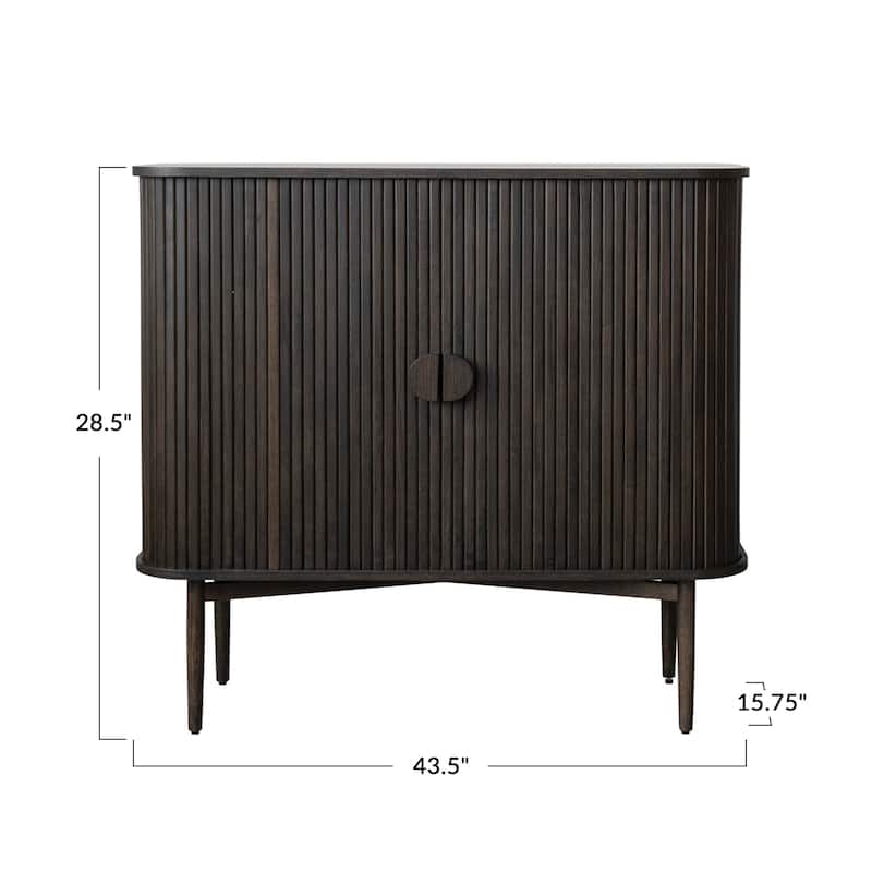 Reclaimed Wood and Oak Wood Cabinet with Accordion Doors - 15.8"L x 43.3"W x 39.4"H