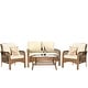 preview thumbnail 62 of 60, OVIOS 4-piece Water-Resistant Wicker Deep Seating Outdoor Sofa Set