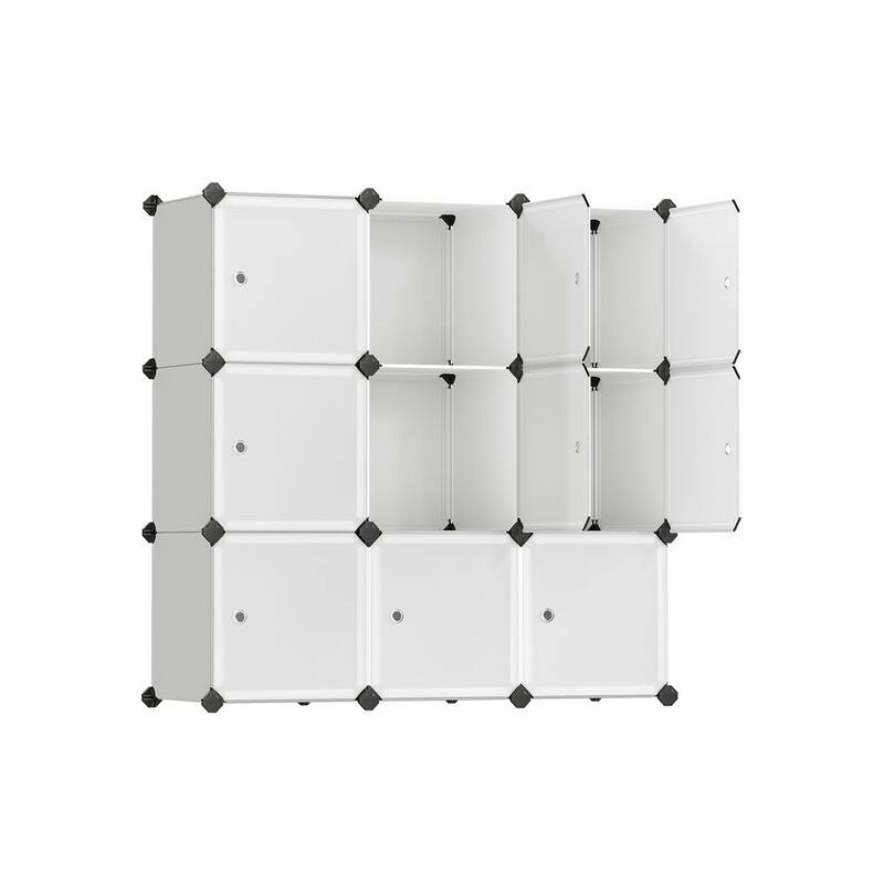 Modern Multi-Cube Storage Rack with Strong ABS Connectors and Secure Door Hooks for Tight Closure - 9-Cubes - White