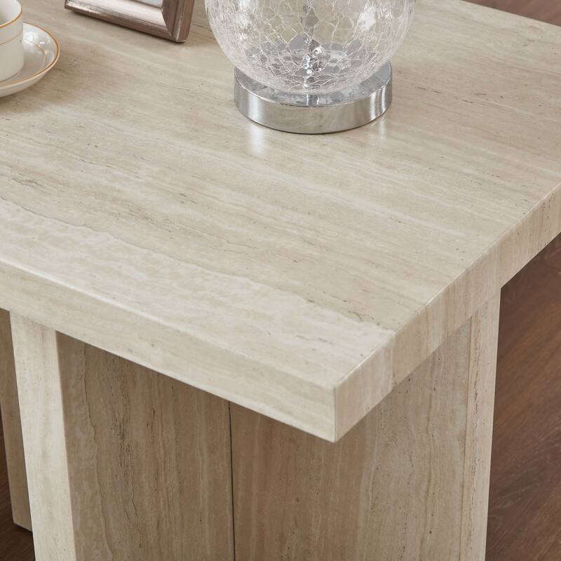 Roundhill Furniture Cavira Modern Faux Marble Living Room End/Side Table
