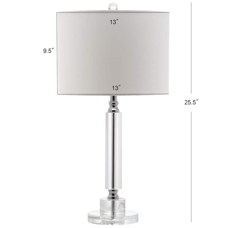 SAFAVIEH Lighting Alissa 25-inch White Shade Column Crystal Table Lamp (Set of 2) - 13"x13"x24.5" - 13Wx13Dx25H