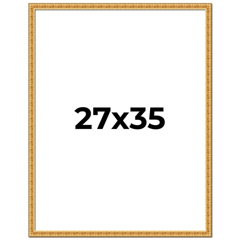 27x35 Frame Gold Real Wood Picture Frame Width 1 inches | Interior