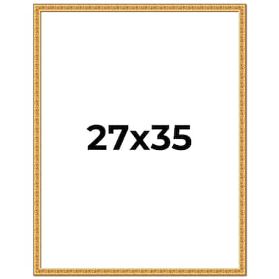 27x35 Frame Gold Real Wood Picture Frame Width 1 inches | Interior