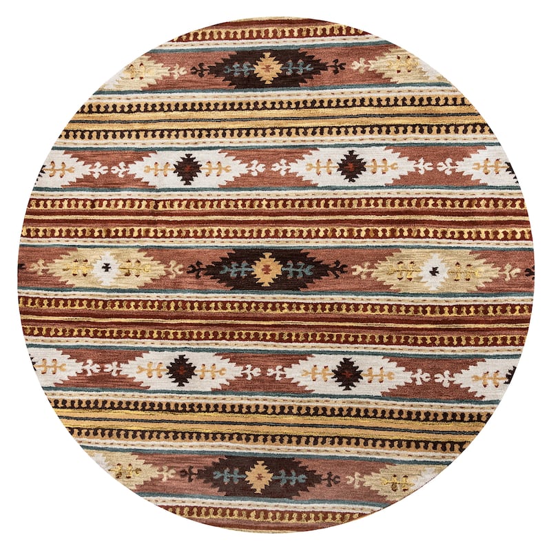 Alora Decor Ryder Rust, Tan, Ivory, and Grey Hand-tufted Wool Rug - 10' x 10' - Brown/Multi